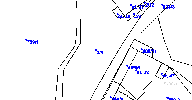 Parcela st. 2/4 v KÚ Jersice, Katastrální mapa