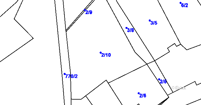 Parcela st. 2/10 v KÚ Jersice, Katastrální mapa