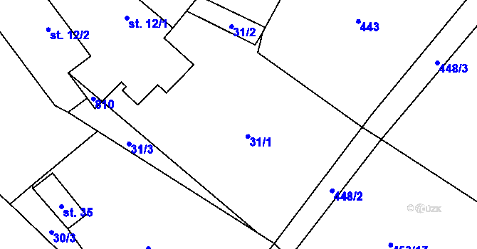 Parcela st. 31 v KÚ Jersice, Katastrální mapa