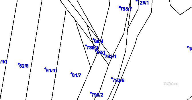 Parcela st. 68/1 v KÚ Jersice, Katastrální mapa