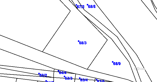 Parcela st. 68/3 v KÚ Jersice, Katastrální mapa