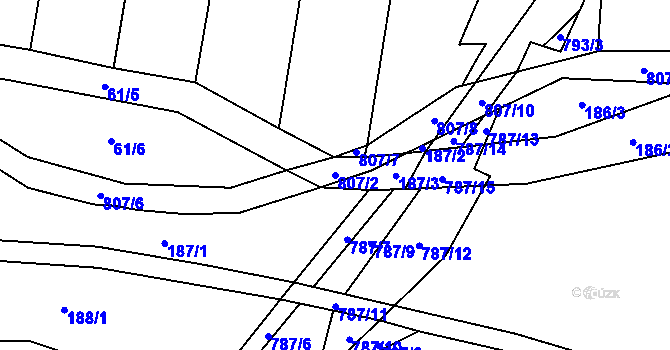 Parcela st. 807/2 v KÚ Jersice, Katastrální mapa