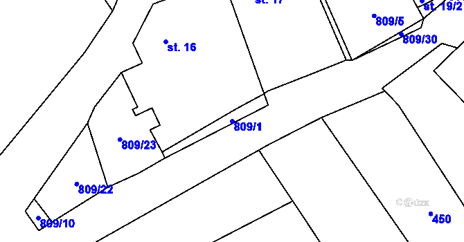 Parcela st. 809/1 v KÚ Jersice, Katastrální mapa