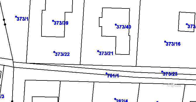 Parcela st. 373/21 v KÚ Červený Hrádek u Plzně, Katastrální mapa