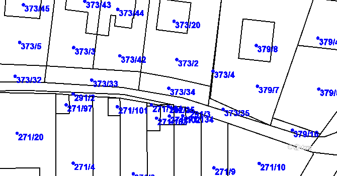 Parcela st. 373/34 v KÚ Červený Hrádek u Plzně, Katastrální mapa