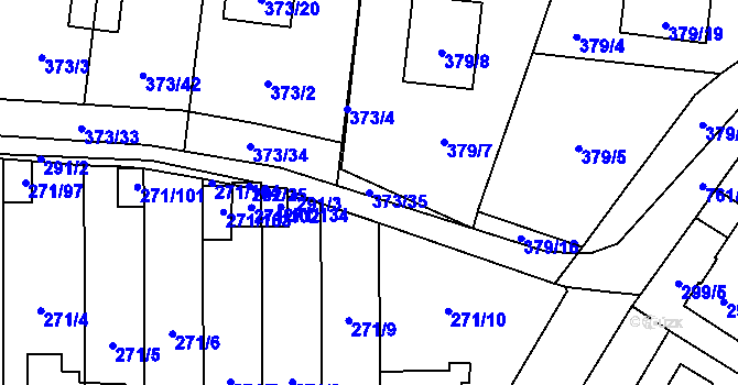Parcela st. 373/35 v KÚ Červený Hrádek u Plzně, Katastrální mapa