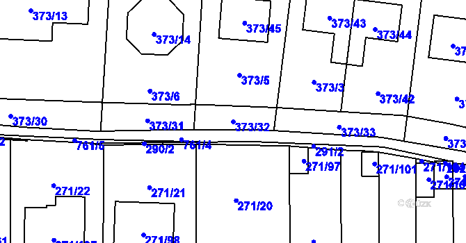 Parcela st. 373/32 v KÚ Červený Hrádek u Plzně, Katastrální mapa