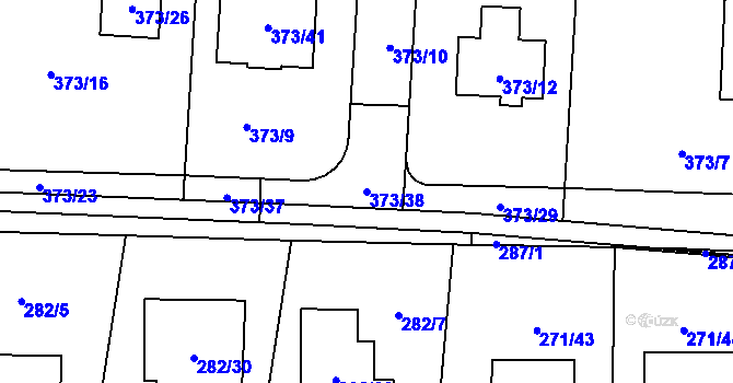 Parcela st. 373/38 v KÚ Červený Hrádek u Plzně, Katastrální mapa