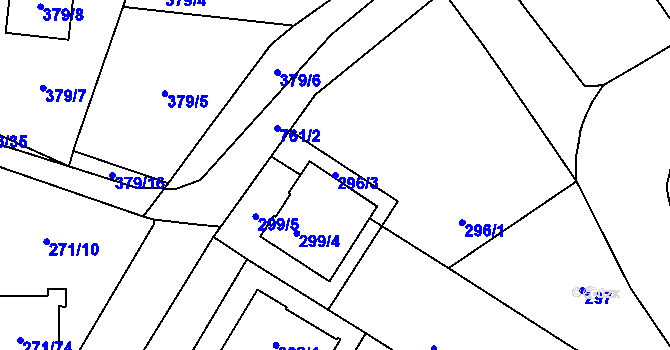 Parcela st. 296/3 v KÚ Červený Hrádek u Plzně, Katastrální mapa