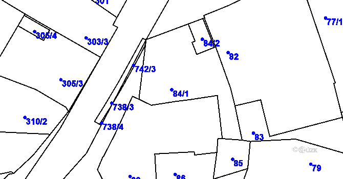 Parcela st. 84/1 v KÚ Červený Hrádek u Plzně, Katastrální mapa