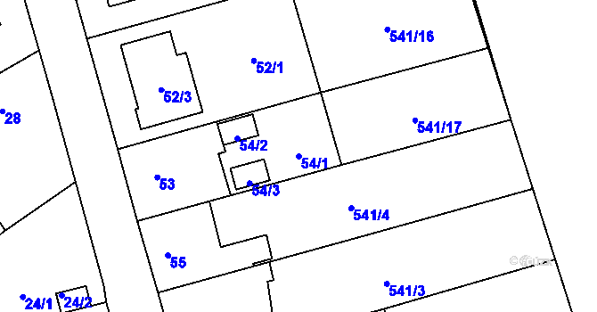 Parcela st. 54/1 v KÚ Červený Hrádek u Plzně, Katastrální mapa