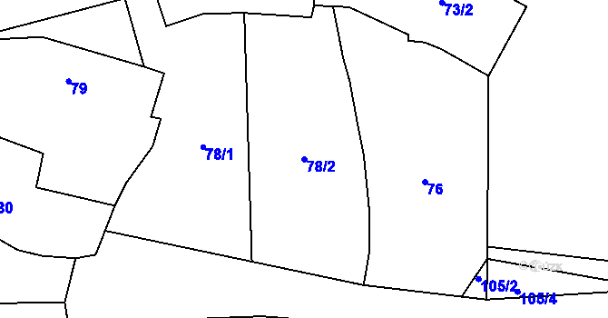 Parcela st. 78/2 v KÚ Červený Hrádek u Plzně, Katastrální mapa