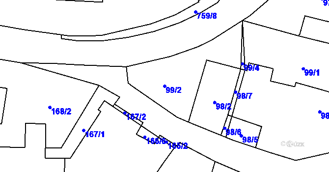 Parcela st. 99/2 v KÚ Červený Hrádek u Plzně, Katastrální mapa