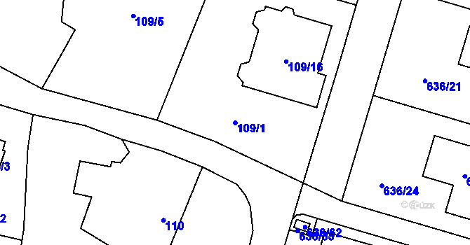 Parcela st. 109/1 v KÚ Červený Hrádek u Plzně, Katastrální mapa