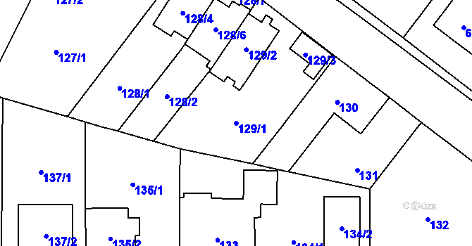 Parcela st. 129/1 v KÚ Červený Hrádek u Plzně, Katastrální mapa