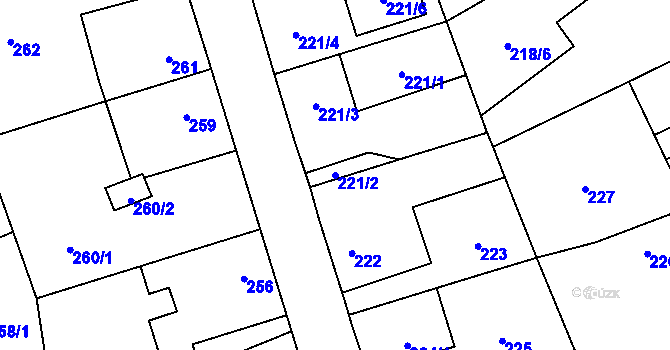 Parcela st. 221/2 v KÚ Červený Hrádek u Plzně, Katastrální mapa