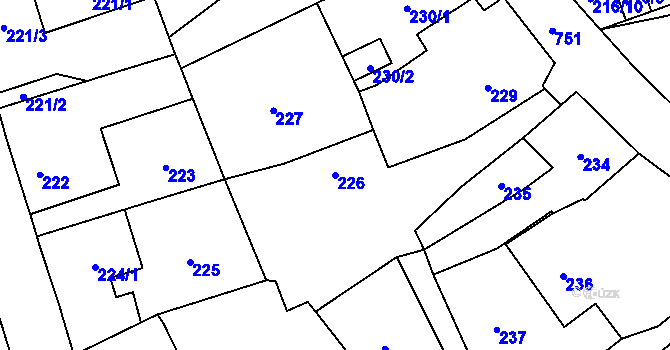 Parcela st. 226 v KÚ Červený Hrádek u Plzně, Katastrální mapa