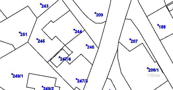 Parcela st. 246 v KÚ Červený Hrádek u Plzně, Katastrální mapa