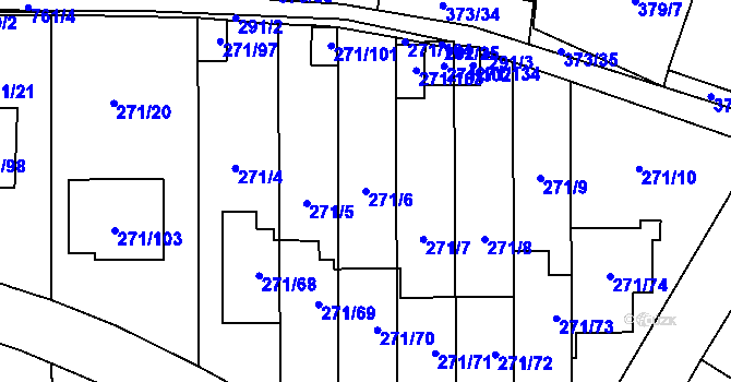 Parcela st. 271/6 v KÚ Červený Hrádek u Plzně, Katastrální mapa