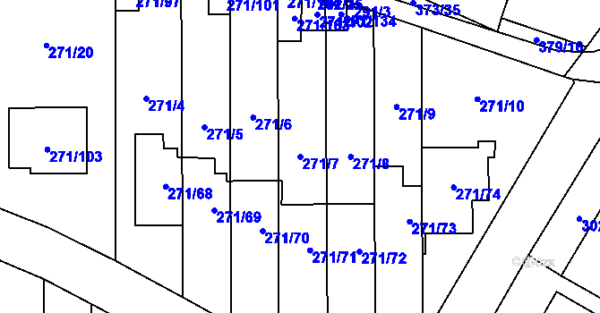 Parcela st. 271/7 v KÚ Červený Hrádek u Plzně, Katastrální mapa