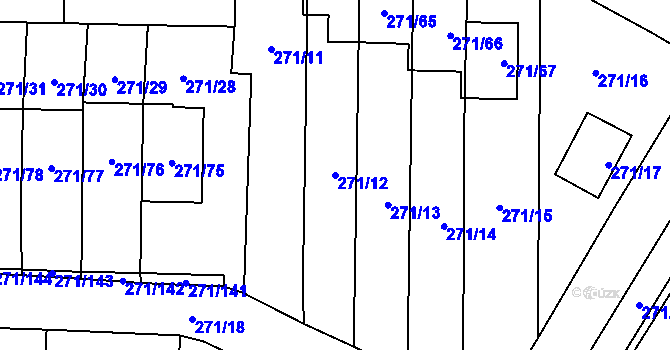 Parcela st. 271/12 v KÚ Červený Hrádek u Plzně, Katastrální mapa