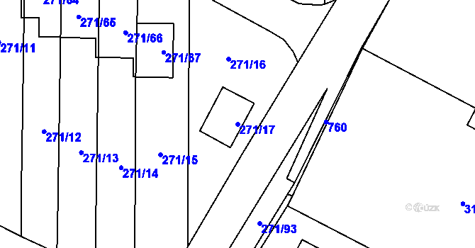 Parcela st. 271/17 v KÚ Červený Hrádek u Plzně, Katastrální mapa