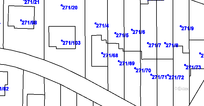 Parcela st. 271/68 v KÚ Červený Hrádek u Plzně, Katastrální mapa