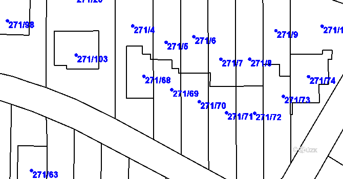 Parcela st. 271/69 v KÚ Červený Hrádek u Plzně, Katastrální mapa