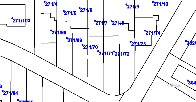 Parcela st. 271/71 v KÚ Červený Hrádek u Plzně, Katastrální mapa