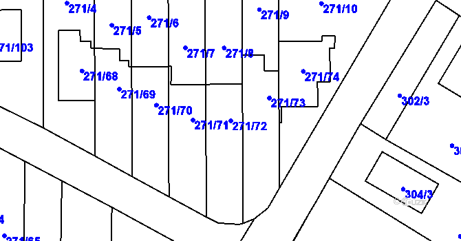 Parcela st. 271/72 v KÚ Červený Hrádek u Plzně, Katastrální mapa