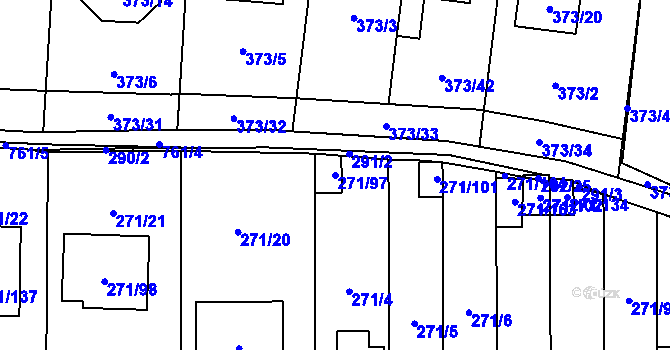 Parcela st. 271/97 v KÚ Červený Hrádek u Plzně, Katastrální mapa