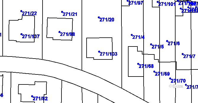 Parcela st. 271/103 v KÚ Červený Hrádek u Plzně, Katastrální mapa