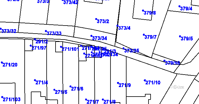 Parcela st. 271/134 v KÚ Červený Hrádek u Plzně, Katastrální mapa