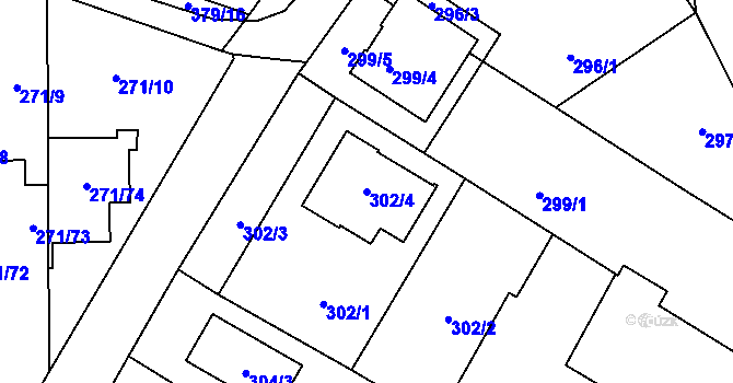 Parcela st. 302/4 v KÚ Červený Hrádek u Plzně, Katastrální mapa