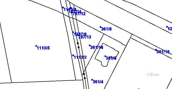 Parcela st. 361/4 v KÚ Červený Hrádek u Plzně, Katastrální mapa