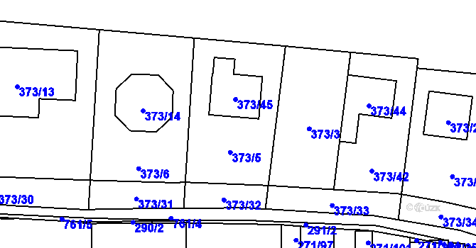 Parcela st. 373/5 v KÚ Červený Hrádek u Plzně, Katastrální mapa