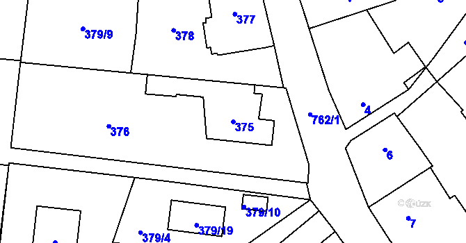 Parcela st. 375 v KÚ Červený Hrádek u Plzně, Katastrální mapa