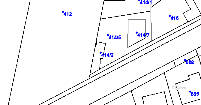 Parcela st. 414/2 v KÚ Červený Hrádek u Plzně, Katastrální mapa