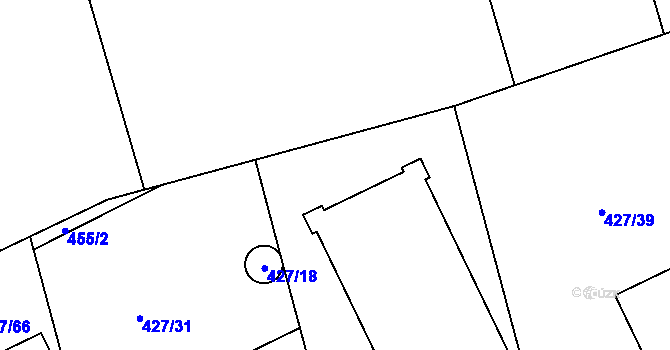 Parcela st. 427/38 v KÚ Červený Hrádek u Plzně, Katastrální mapa