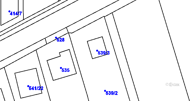 Parcela st. 539/3 v KÚ Červený Hrádek u Plzně, Katastrální mapa
