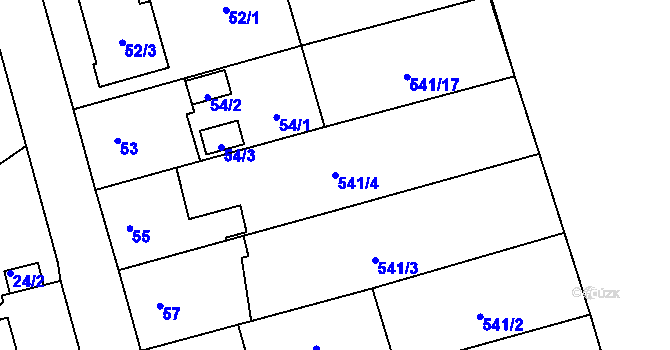 Parcela st. 541/4 v KÚ Červený Hrádek u Plzně, Katastrální mapa