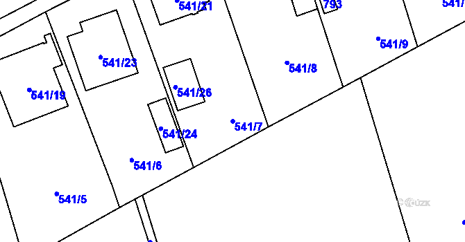 Parcela st. 541/7 v KÚ Červený Hrádek u Plzně, Katastrální mapa