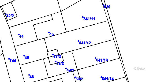Parcela st. 541/12 v KÚ Červený Hrádek u Plzně, Katastrální mapa