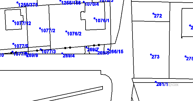 Parcela st. 269/5 v KÚ Červený Hrádek u Plzně, Katastrální mapa