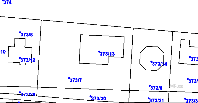 Parcela st. 373/13 v KÚ Červený Hrádek u Plzně, Katastrální mapa