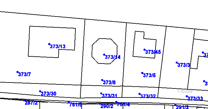 Parcela st. 373/14 v KÚ Červený Hrádek u Plzně, Katastrální mapa