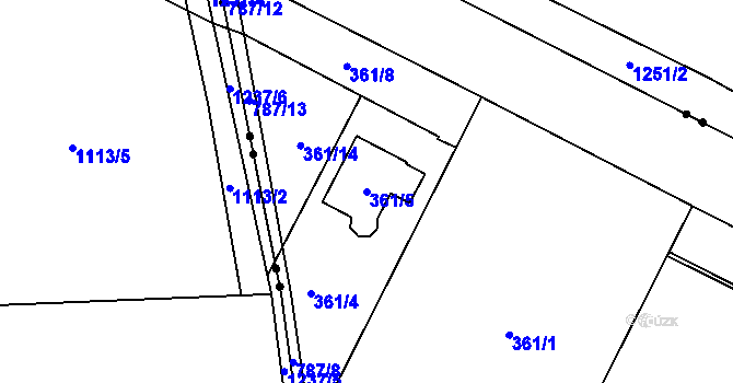 Parcela st. 361/5 v KÚ Červený Hrádek u Plzně, Katastrální mapa