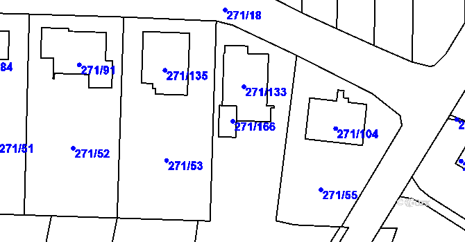 Parcela st. 271/166 v KÚ Červený Hrádek u Plzně, Katastrální mapa