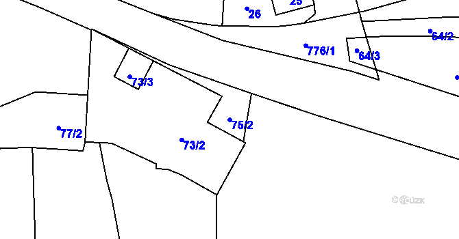 Parcela st. 75/2 v KÚ Červený Hrádek u Plzně, Katastrální mapa