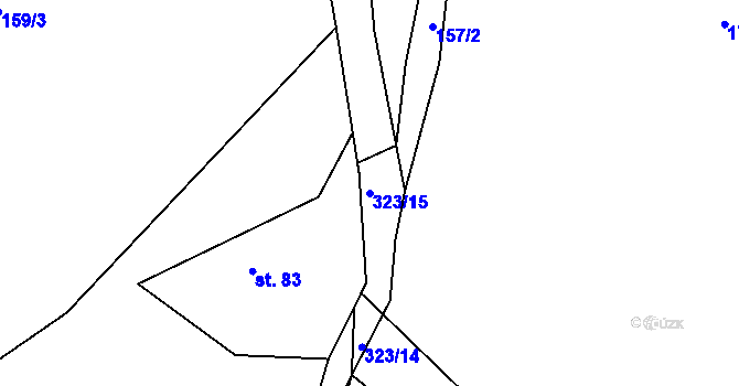 Parcela st. 323/15 v KÚ Bohdašín nad Olešnicí, Katastrální mapa